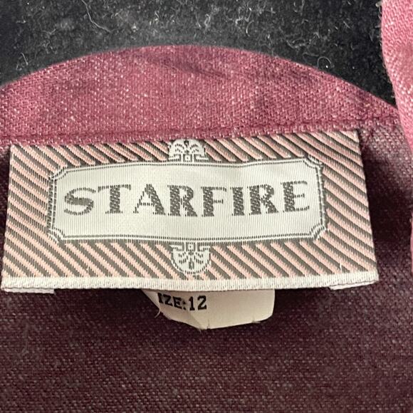 VTG Starfire Embellished Top Womens 12 Burgundy Beaded Jacquard Patch Western - Picture 6 of 16